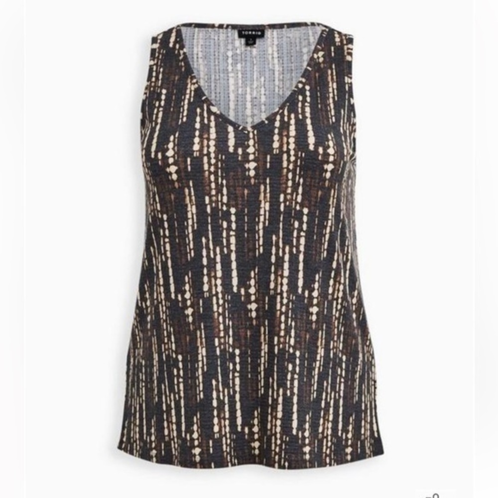 TORRID Black Grey Brown Tie-Dye V-Neck Macrame Tank plus size 4x